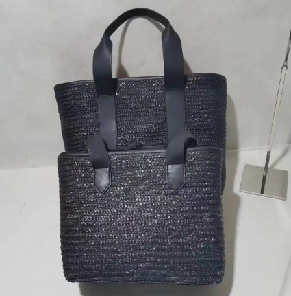 Черная женская сумка из пшеничной ткани, один комплект