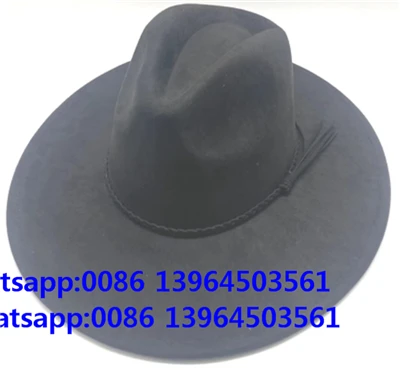 Шерстяная шляпа Rancher Black Hat Fedora Cowboy Hat