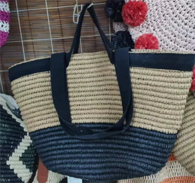 Черная хлопчатобумажная лента Big Women Beach Bag